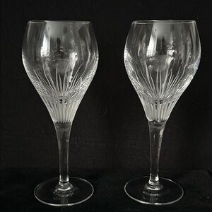 Vintage Belfor Savannah Crystal Etched Wine Glass Set of two